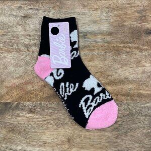 5/$20 NEW Adult Black White & Pink Fuzzy Barbie Socks